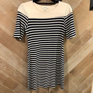 Monteau Navy and Cream Stripe Dress